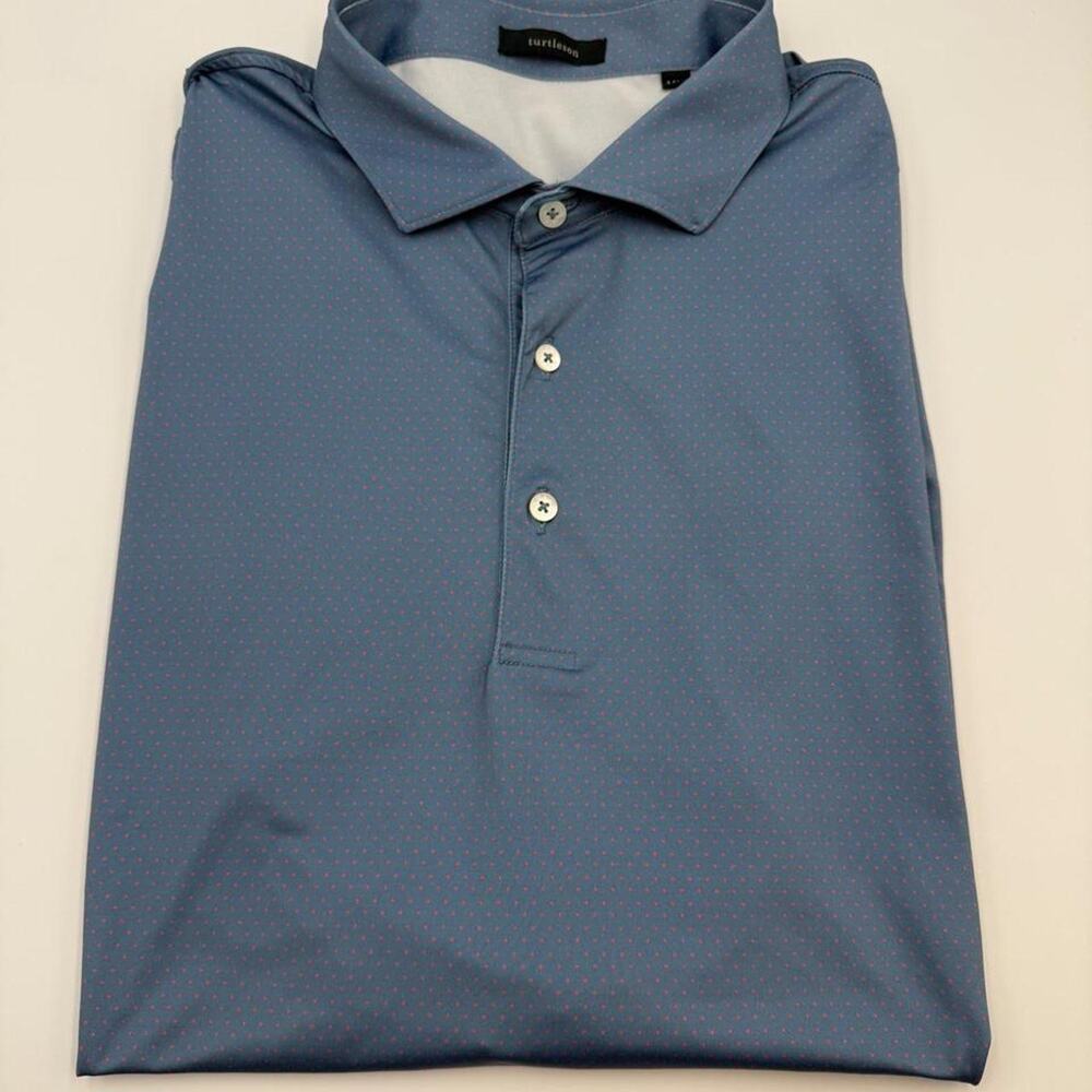 Turtleson blue pink polka dots golf polo size XL